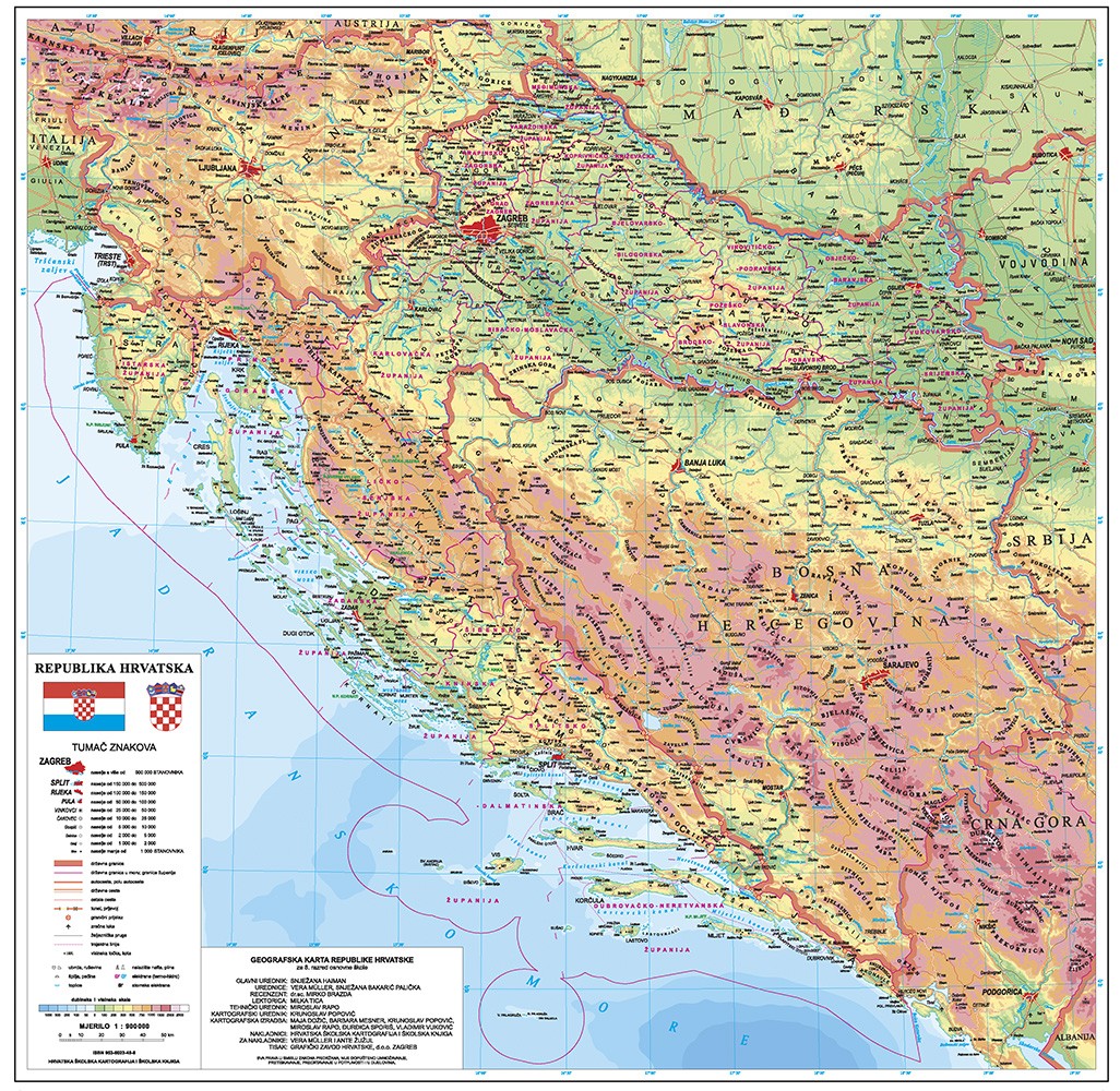 3d karta hrvatske Geografska karta Hrvatske (1:1.400.000) 3d karta hrvatske
