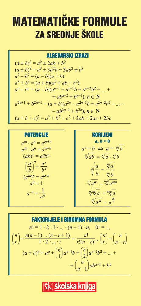 Matematičke formule za srednju školu