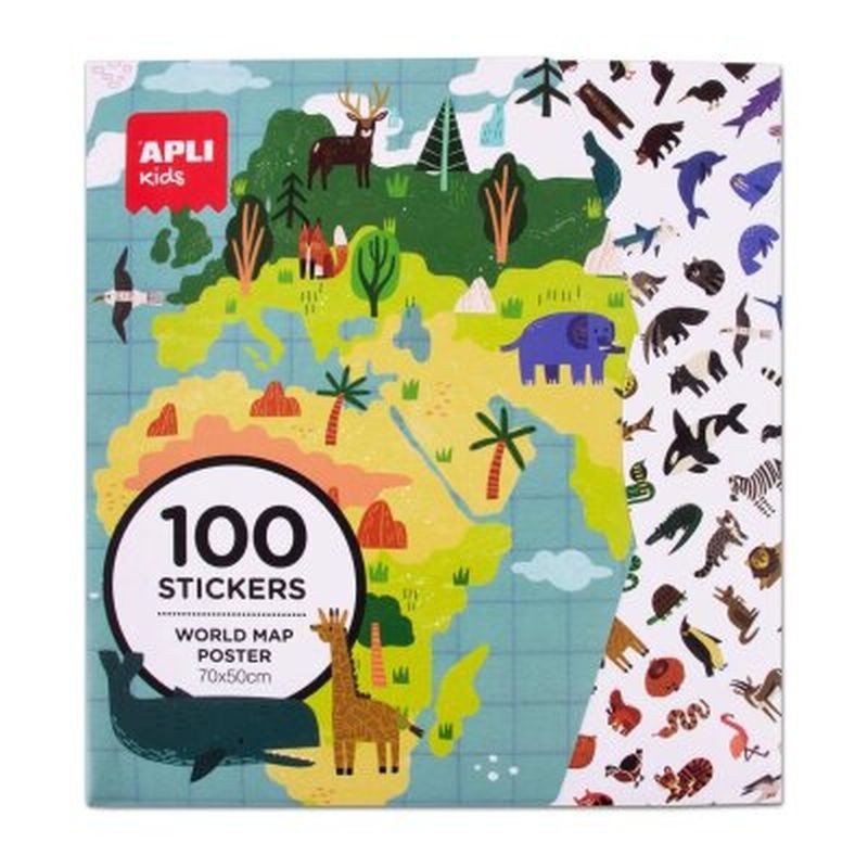 Maxi plakat Apli sa naljepnicama karta svijeta